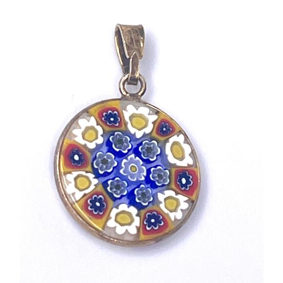 VTG 2225 VI Vincenza Italy Millefiori PENDANT For Necklace 925 Silver 20mm Round - Picture 6 of 6